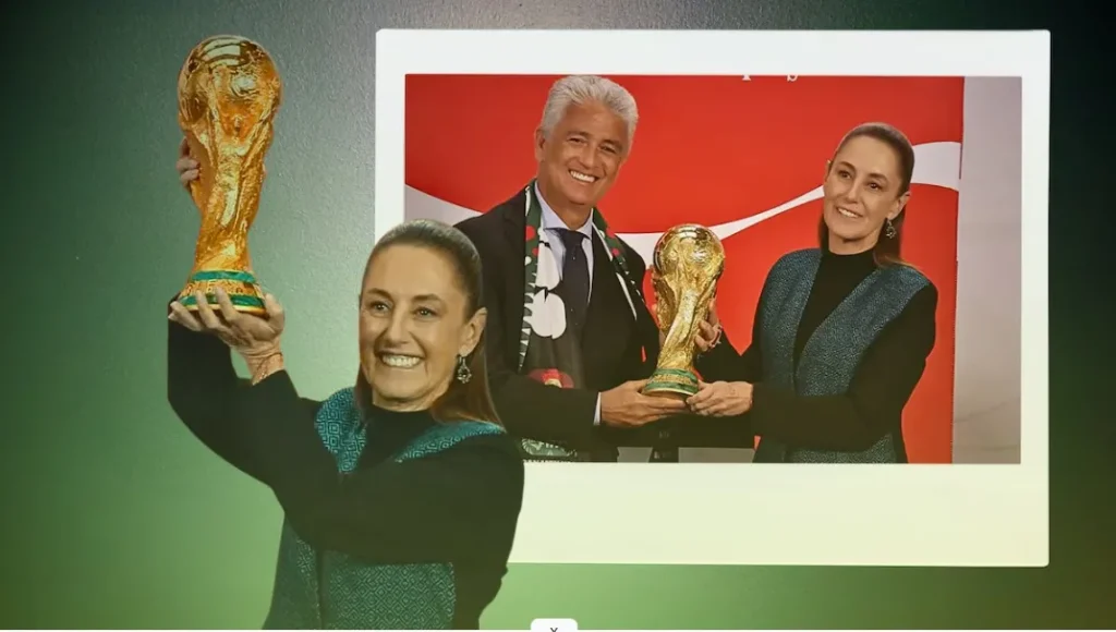 Claudia Sheinbaum levanta la Copa del Mundo a 100 días del Mundial 2026