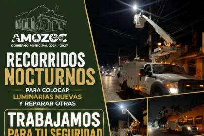 En Amozoc colocan luminarias nuevas y reparan otras para brindar mayor seguridad