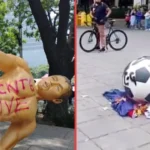 Presuntos integrantes de la CNTE derriban estatuas de futbolistas en Paseo de la Reforma