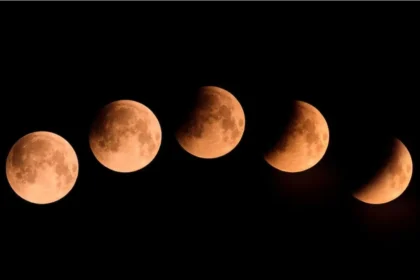 Eclipse lunar cubre 96% de la Luna y tiñe el cielo de tonos rojizos; así pudo verse en México