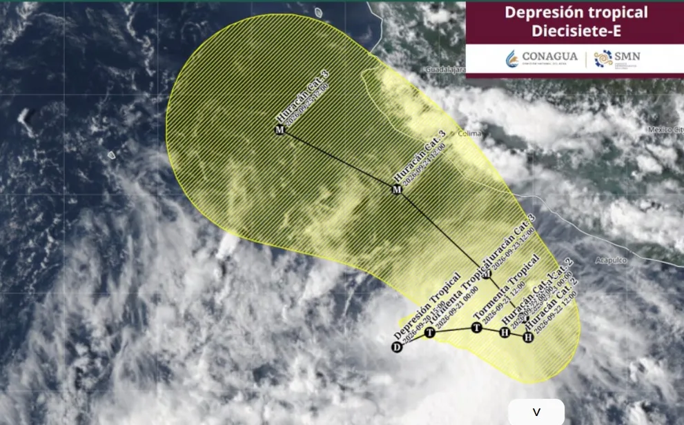 Depresión tropical Diecisiete-E podría convertirse en huracán categoría 3 frente a costas de México